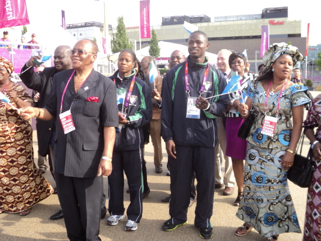 Sierra Leone arriving at the Olympic village